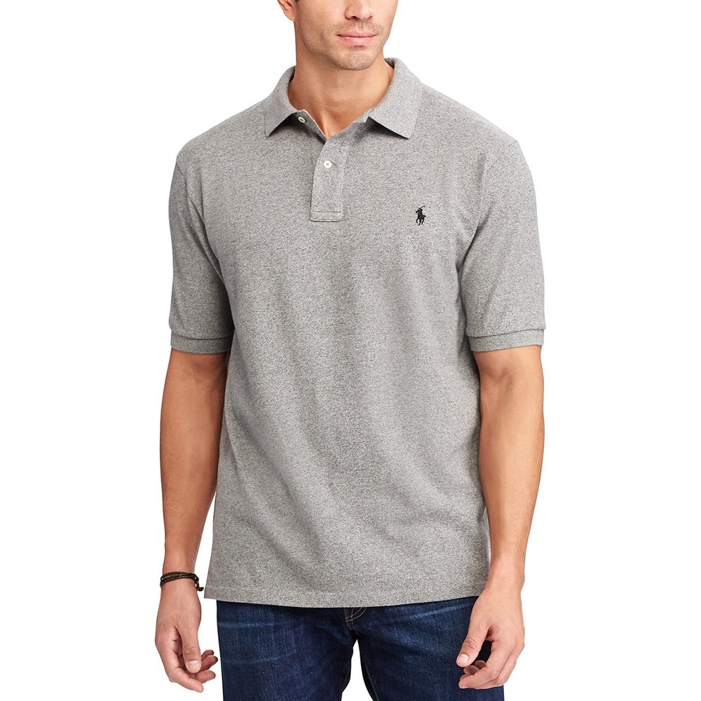 LARGE Gray Ralph Lauren Classic Fit Polo